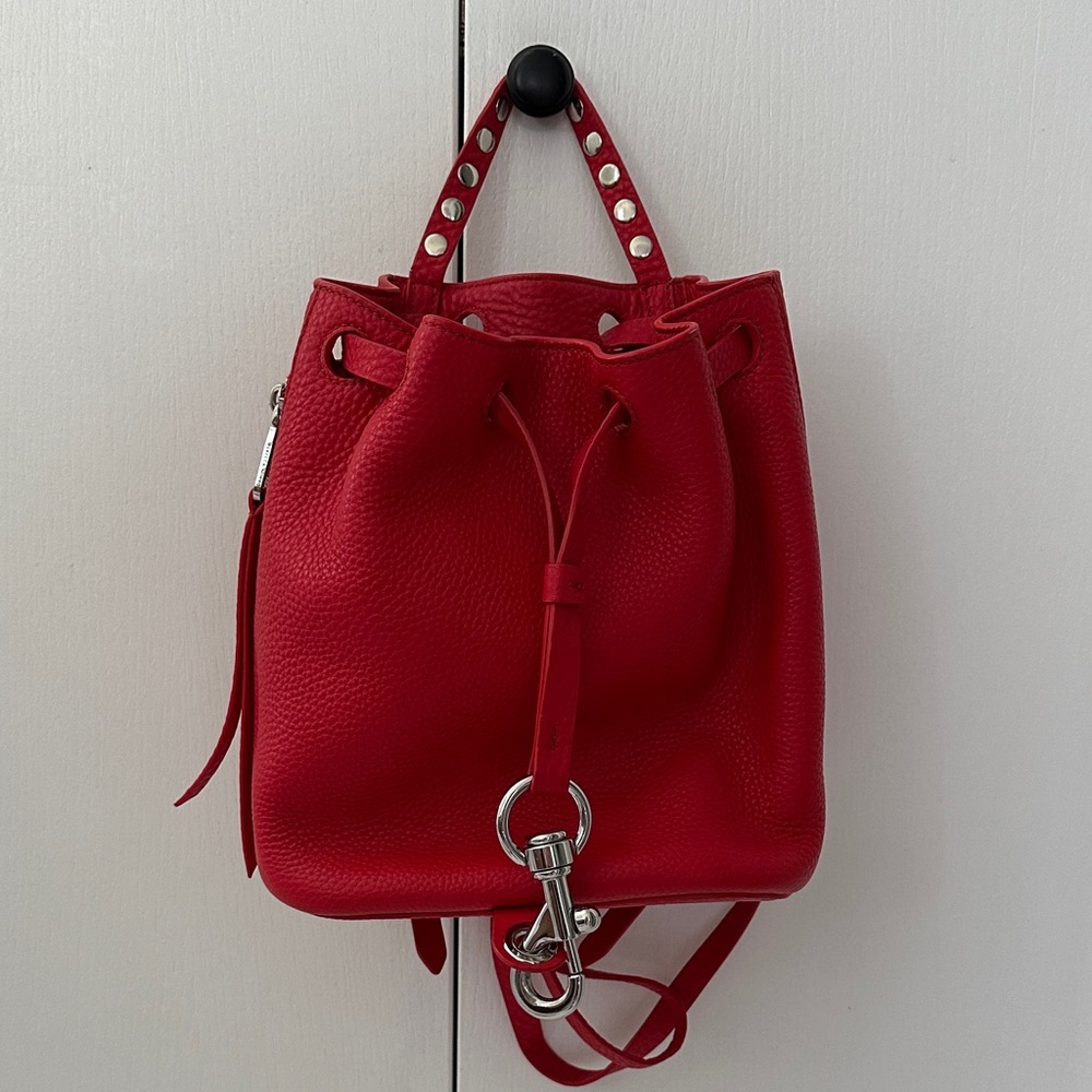 Rebecca Minkoff Blythe red leather studded backpack